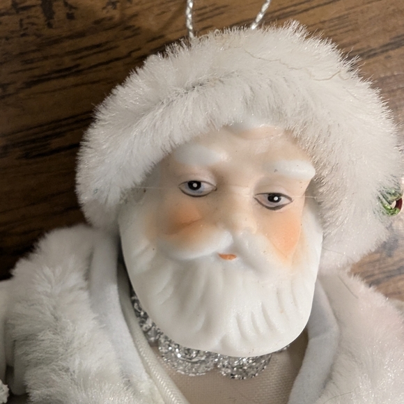 Vintage Father Christmas Ornament 7" Ceramic Santa White Robe Kurt Alder Style - Picture 9 of 11